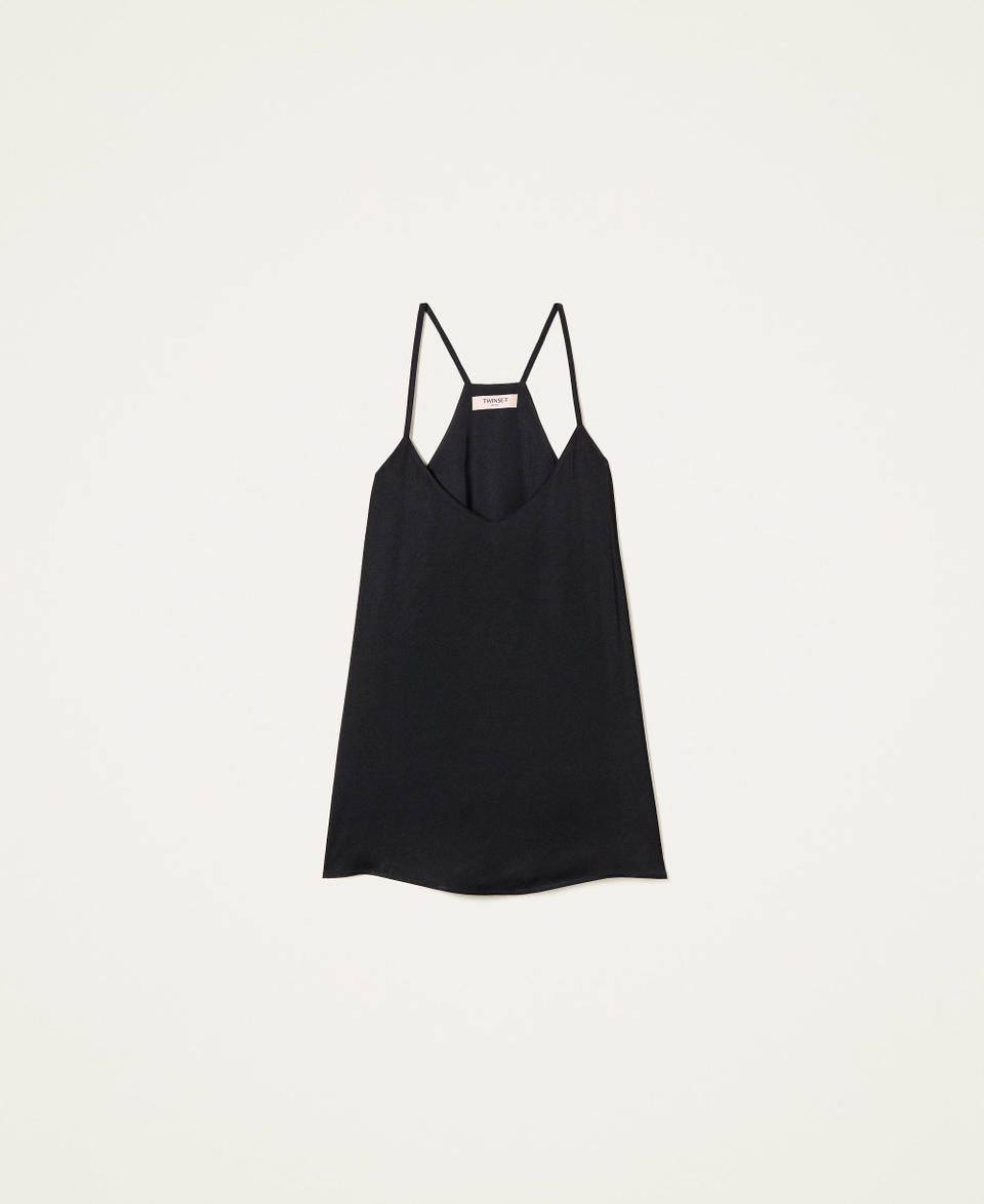 Top con spalline in raso Nero Donna 222TP2603_00006_0S