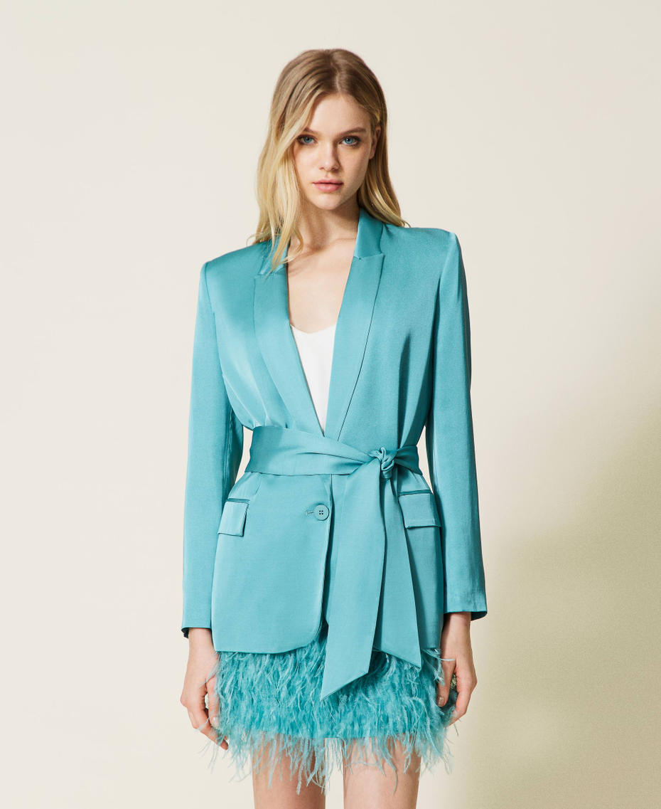 Satin jacket with belt