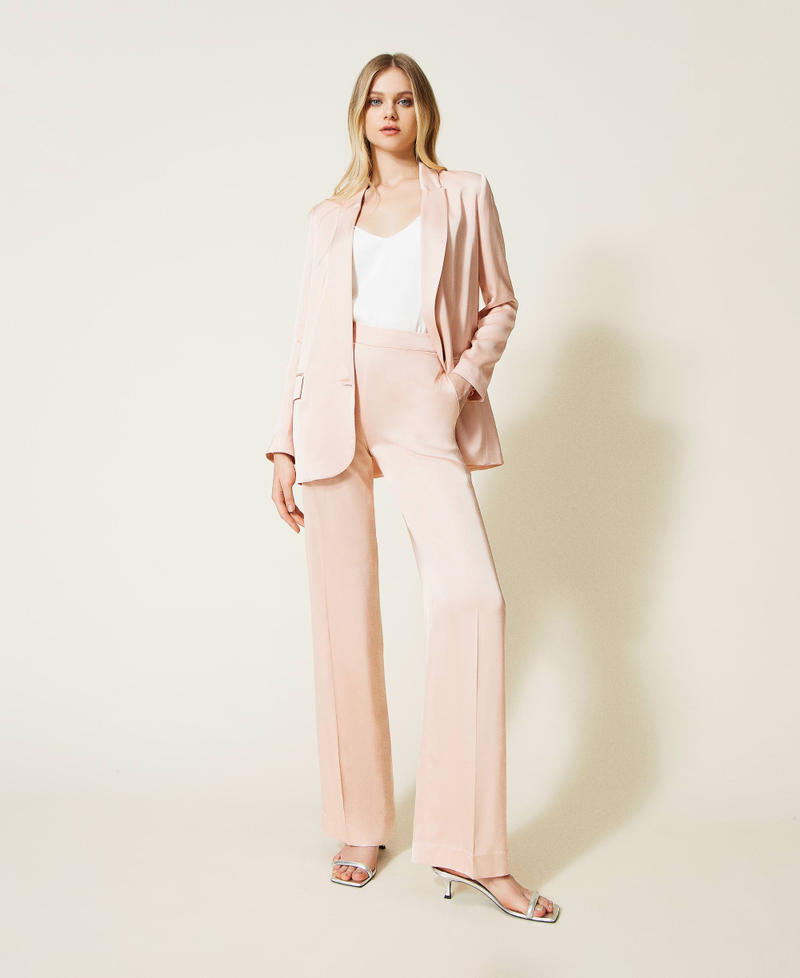 Satin palazzo trousers Parisienne Pink Woman 222TP2605-01