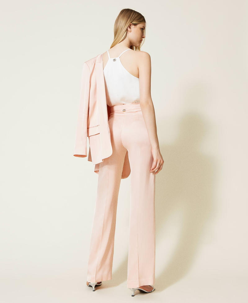 Satin palazzo trousers Parisienne Pink Woman 222TP2605-03