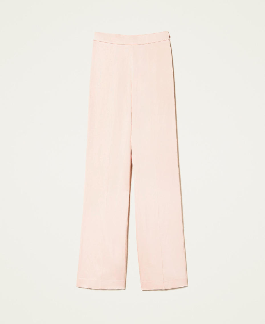 Satin palazzo trousers Parisienne Pink Woman 222TP2605-0S