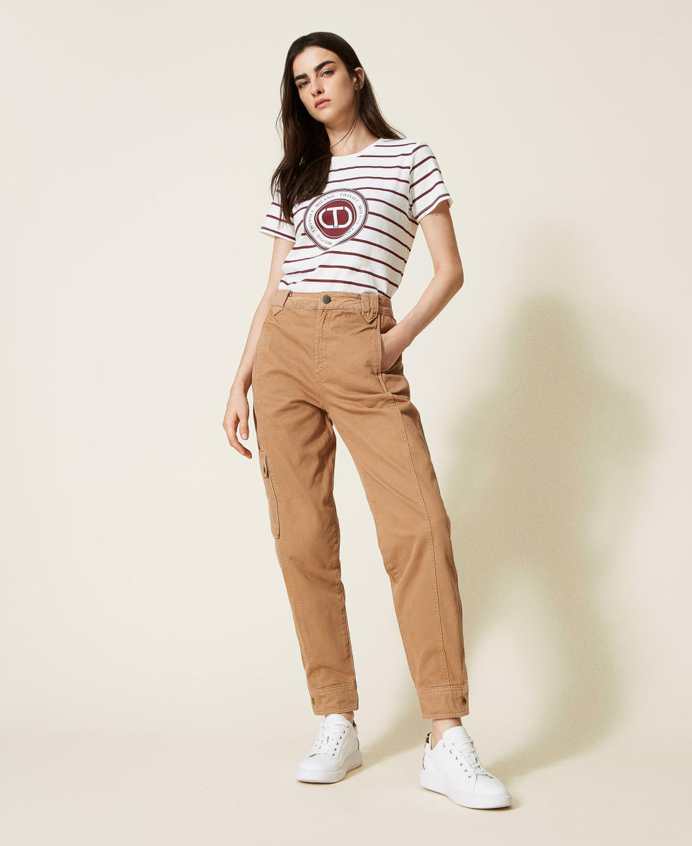 Pantalon cargo en bull Femme Beige TWINSET Milano