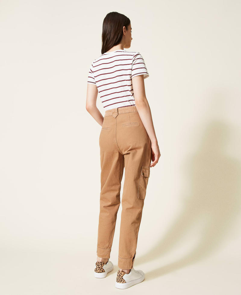 Cotton bull cargo trousers Camel Woman 222TP2630-04