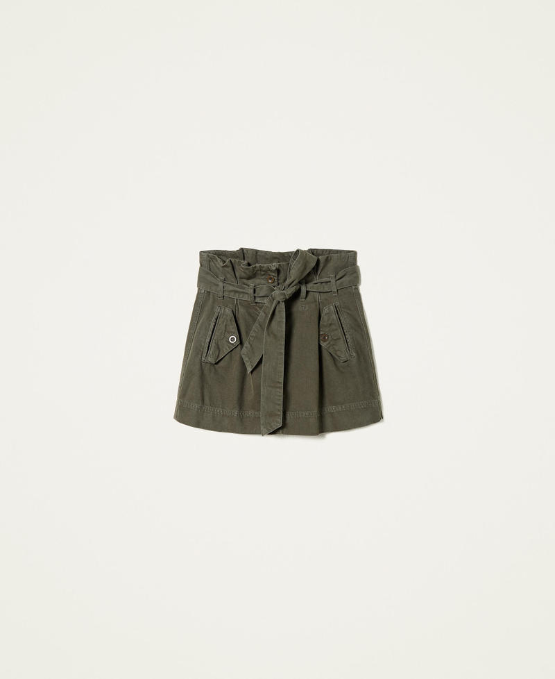 Mini-jupe taille haute en bull Vert Alpin Femme 222TP2631-0S