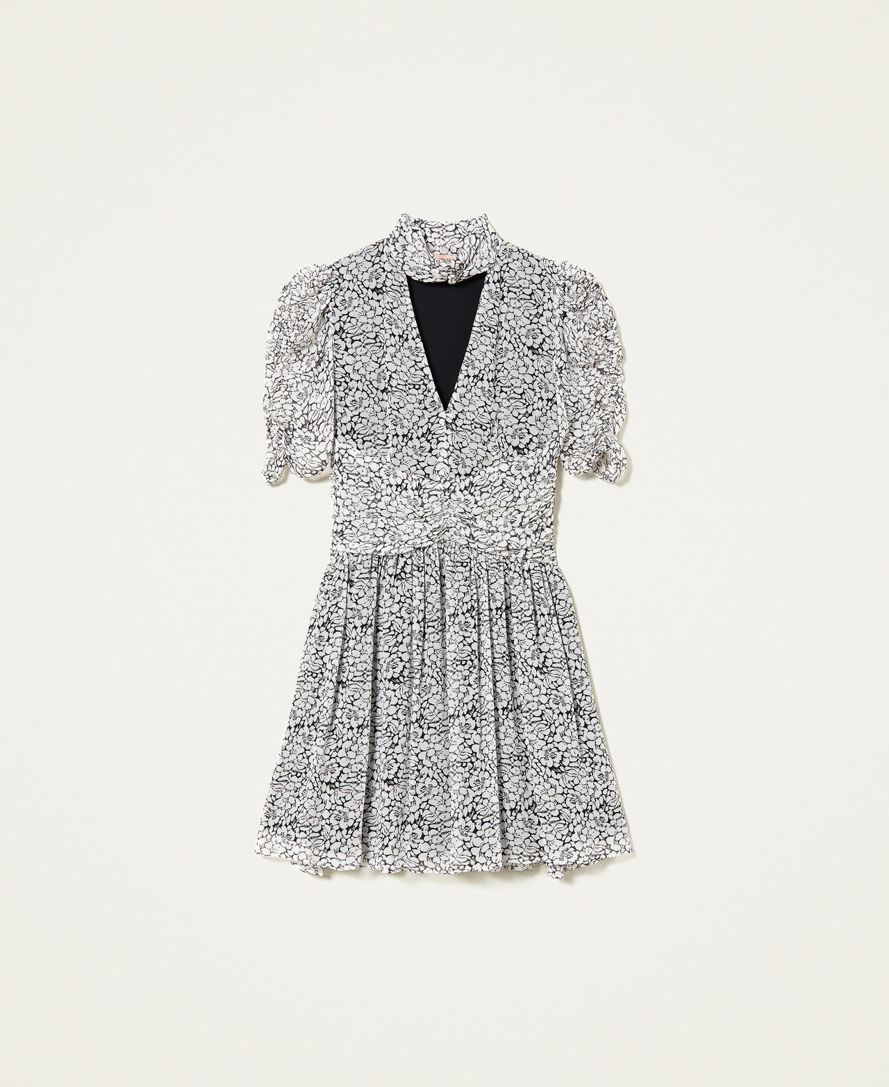 Robe en crépon imprimé avec nœud