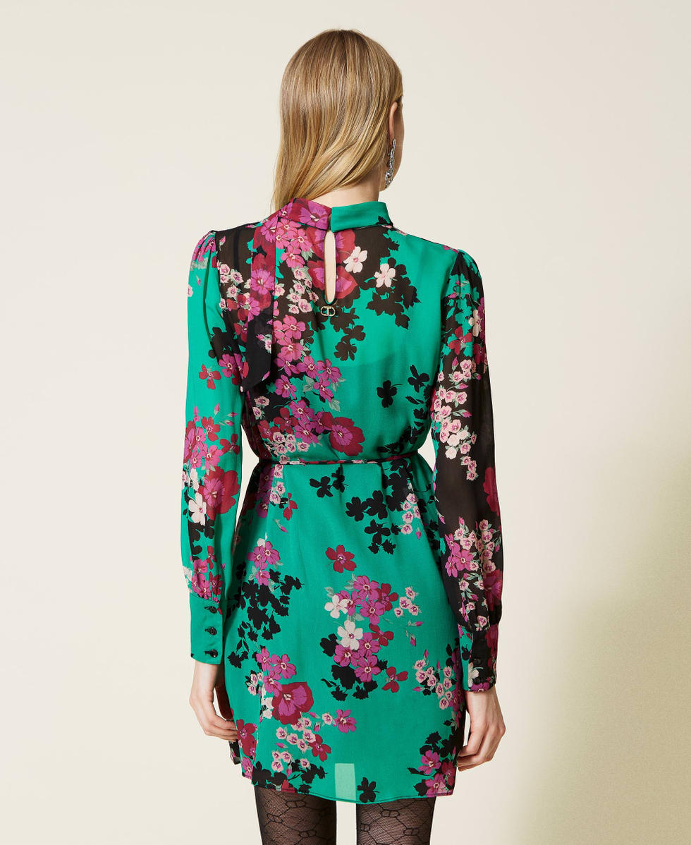 Abito corto in creponne a fiori Donna Verde TWINSET Milano