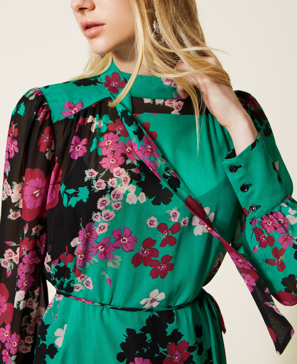 Pink and green floral dress hotsell