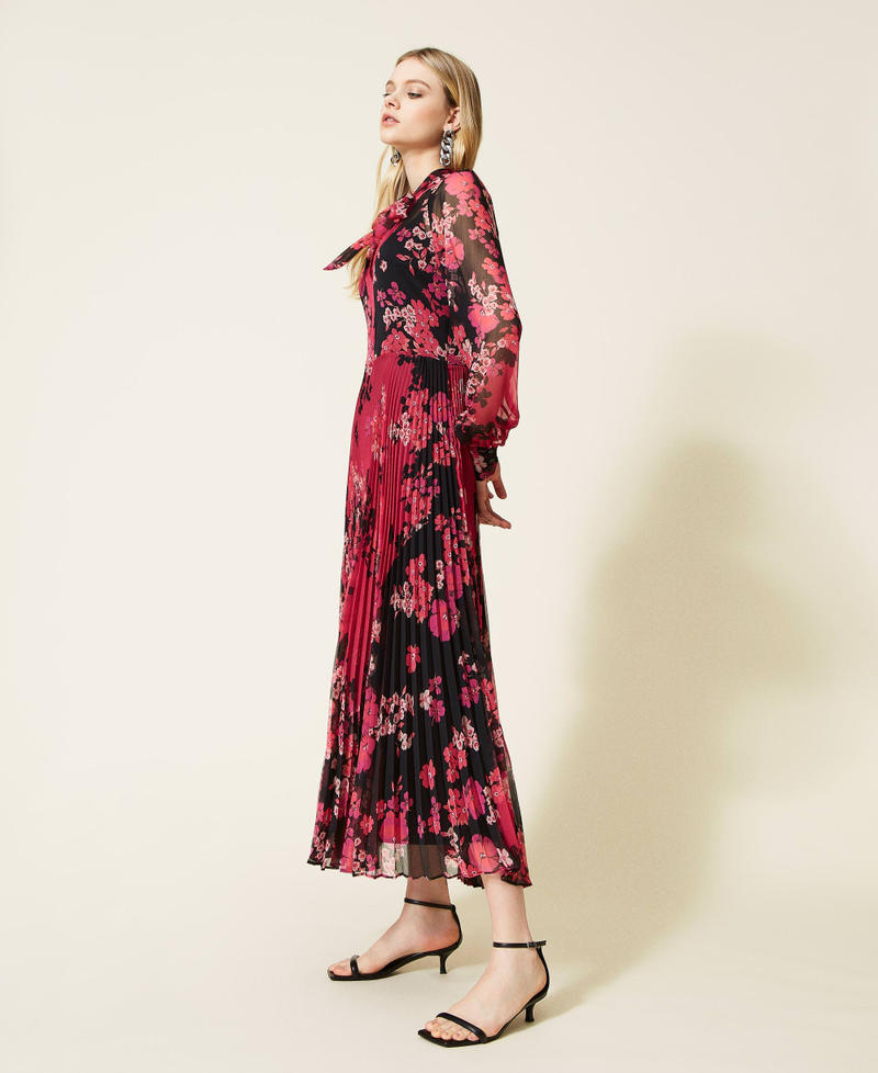 Floral creponne long dress