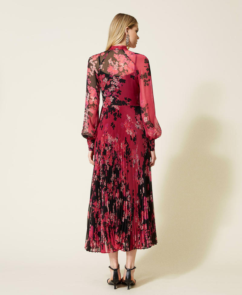Floral creponne long dress