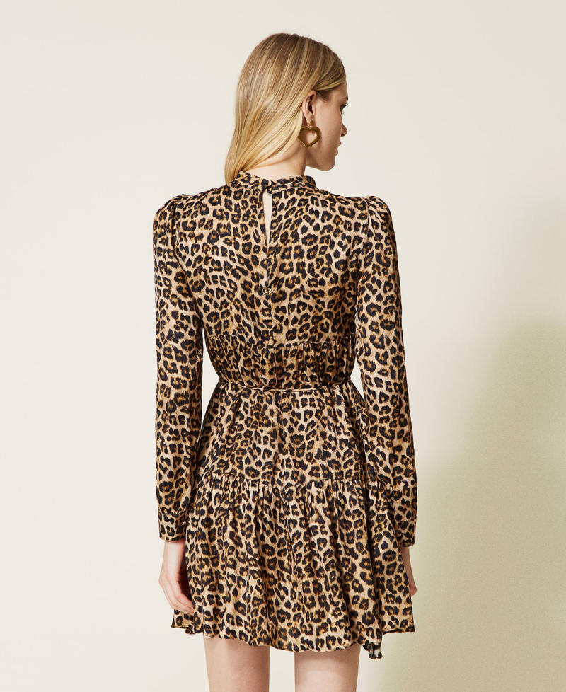 Short animal print satin dress