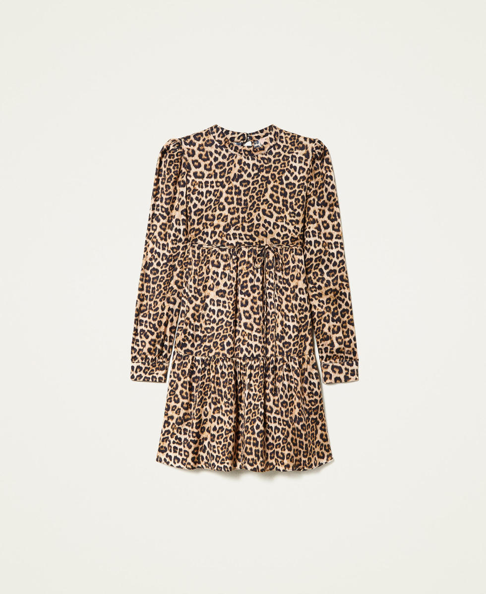 Vestido corto de raso animal print