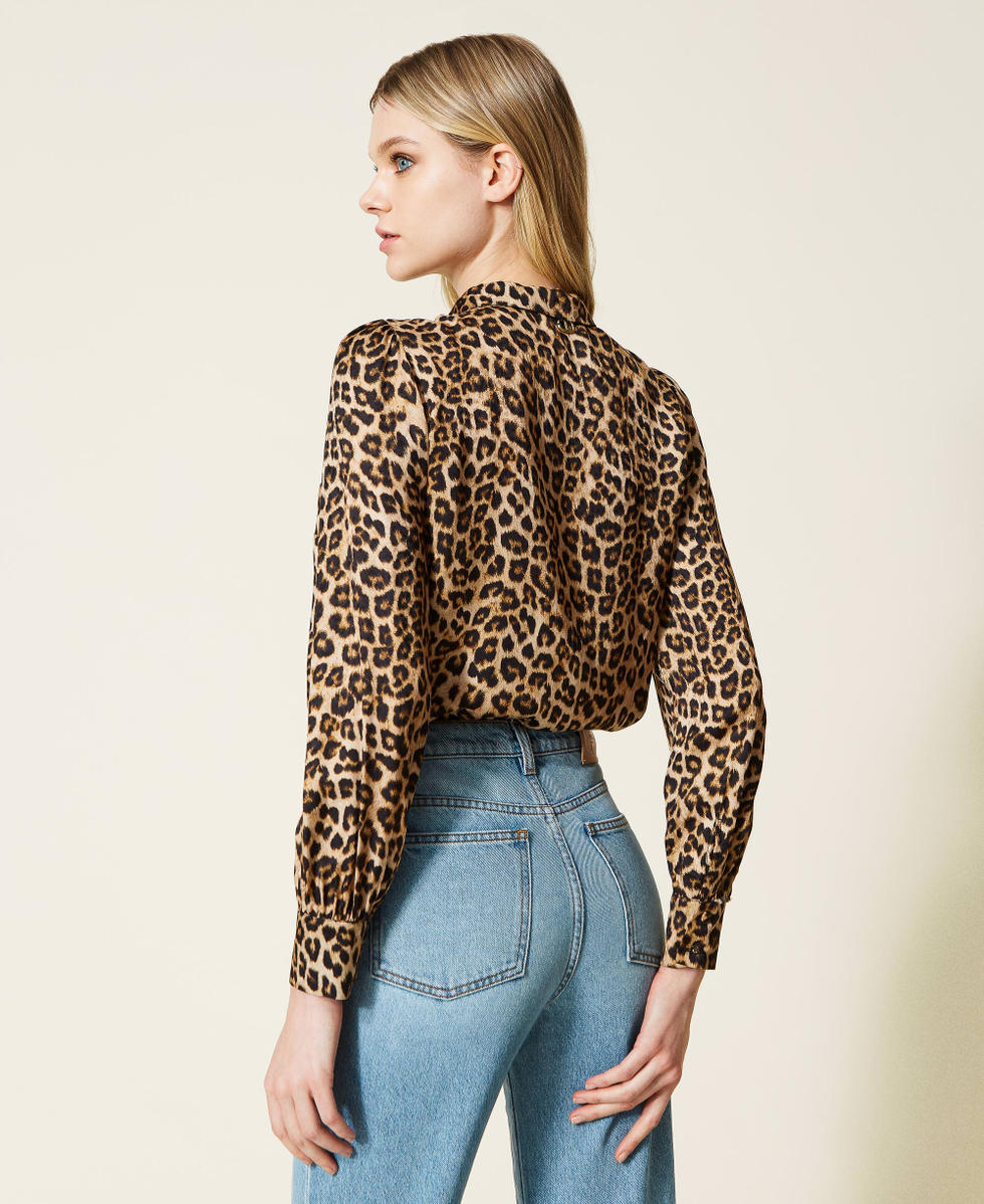 Animal print satin blouse on sale