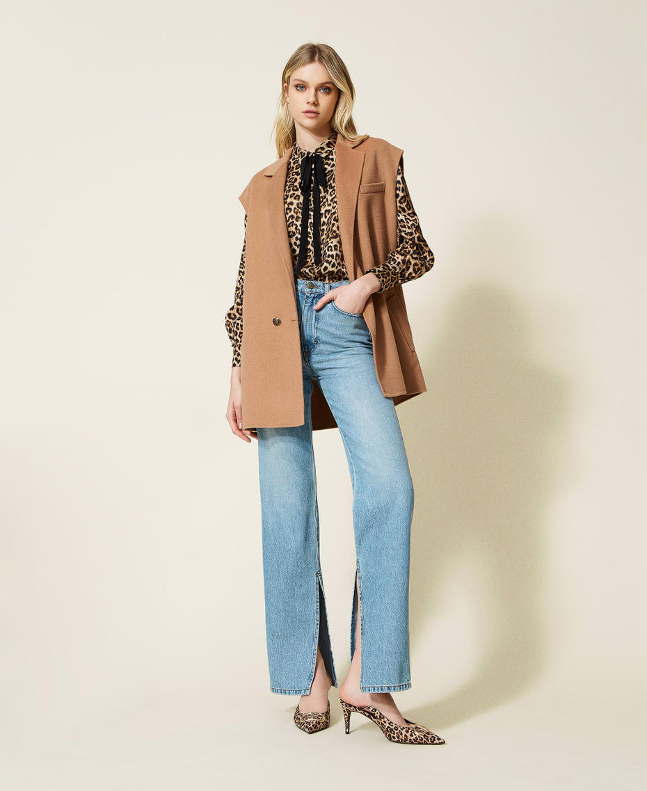 Camisa de raso animal print