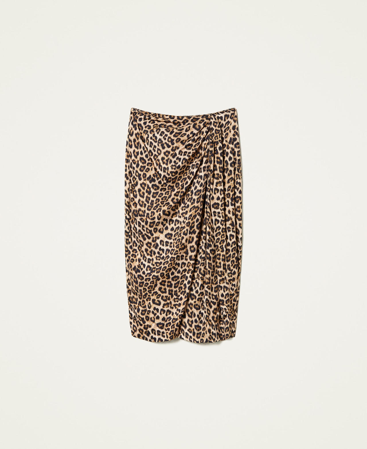 Falda midi de raso animal print