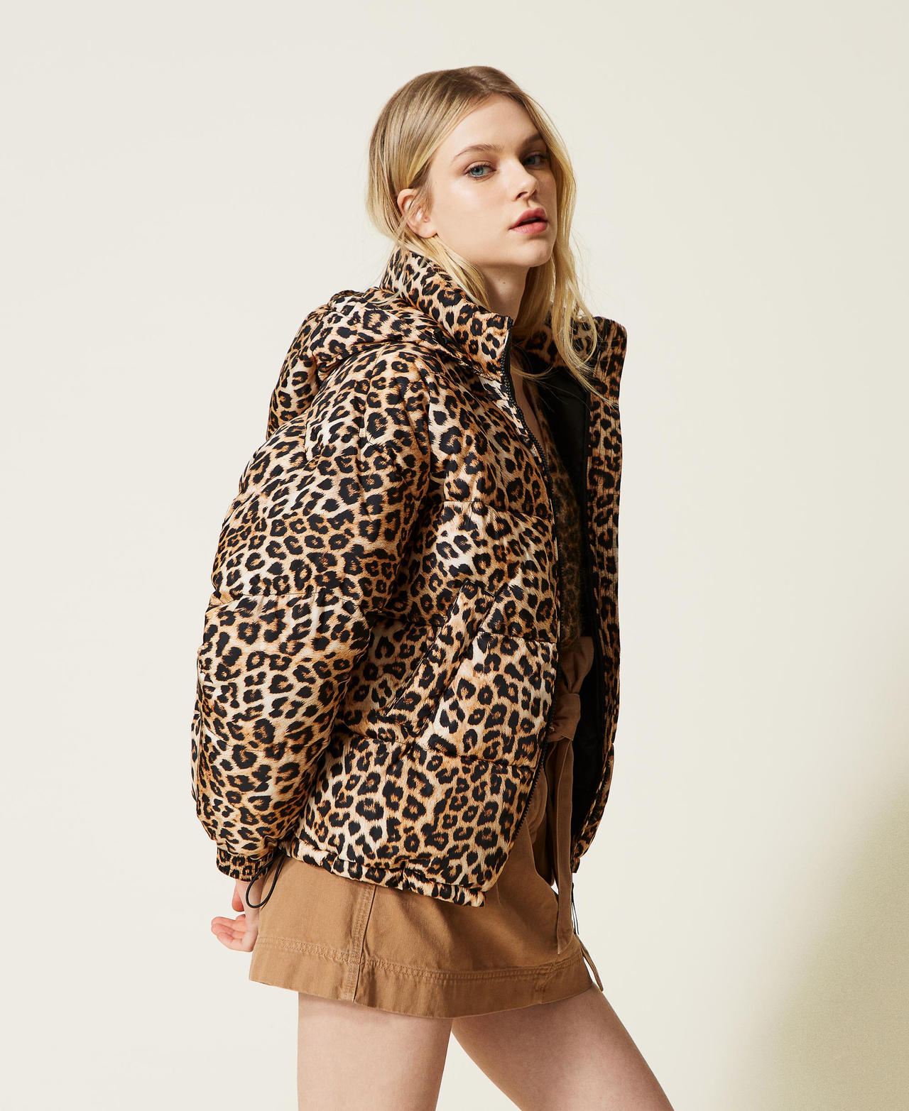 Leopard print cheap puffer jacket