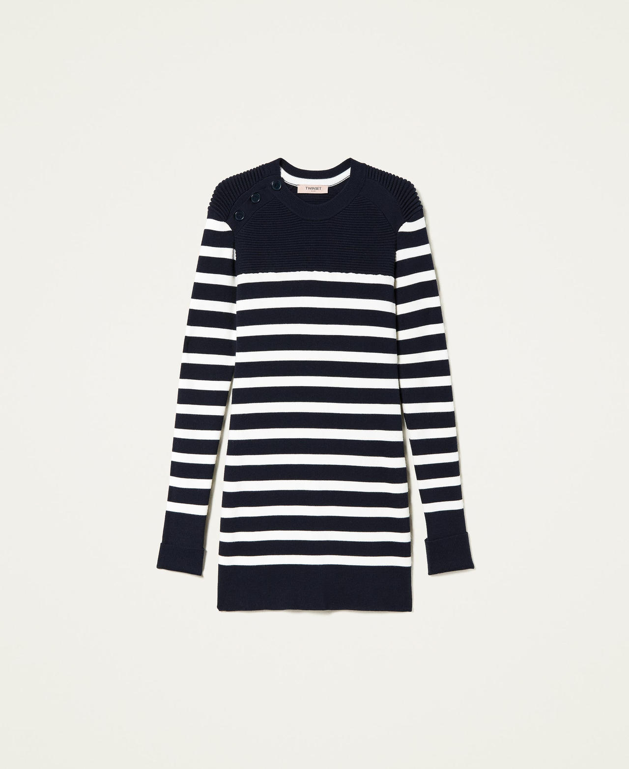 Abito corto in maglia a righe
