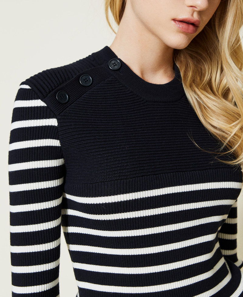 Maglia a righe con costine Bicolor Blu "Dress Blue" / Neve Donna 222TP3011_07247_04