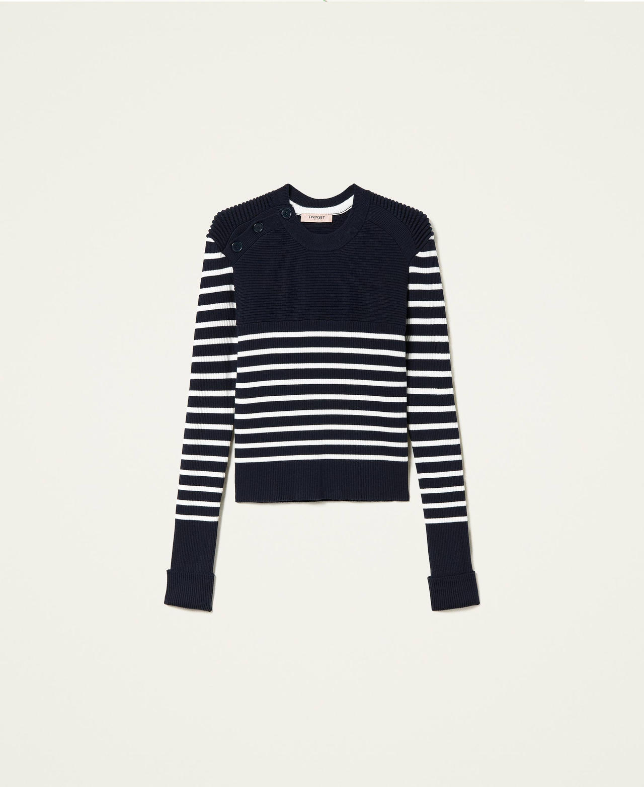 Maglia a righe con costine Bicolor Blu "Dress Blue" / Neve Donna 222TP3011_07247_0S