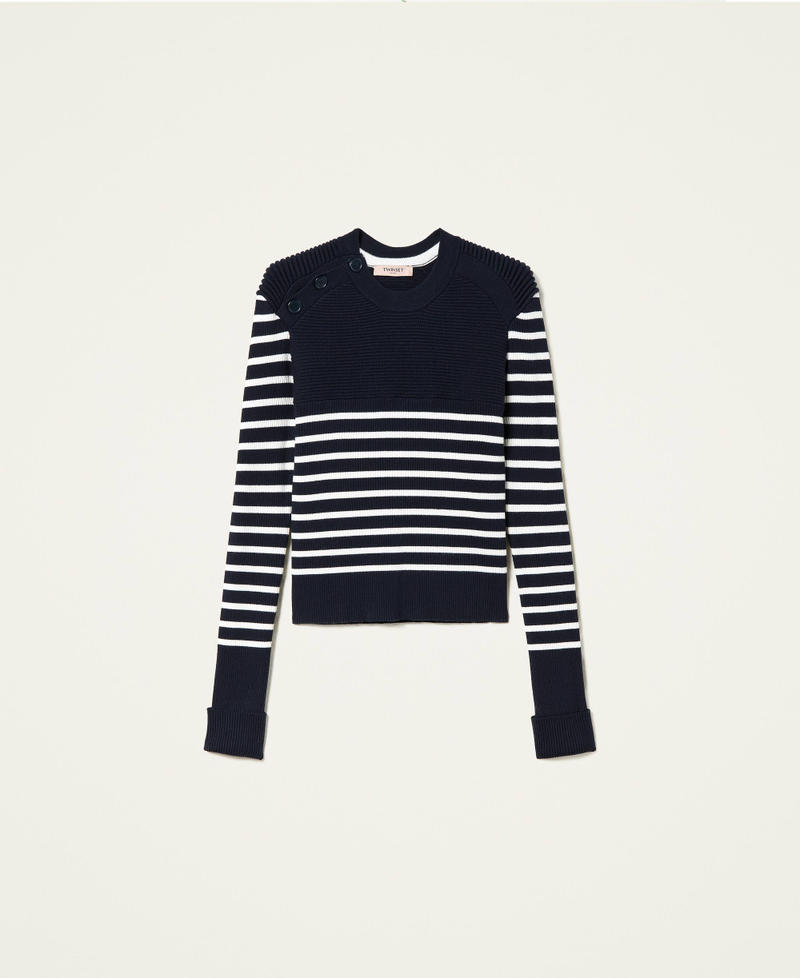 Maglia a righe con costine Bicolor Blu "Dress Blue" / Neve Donna 222TP3011_07247_0S