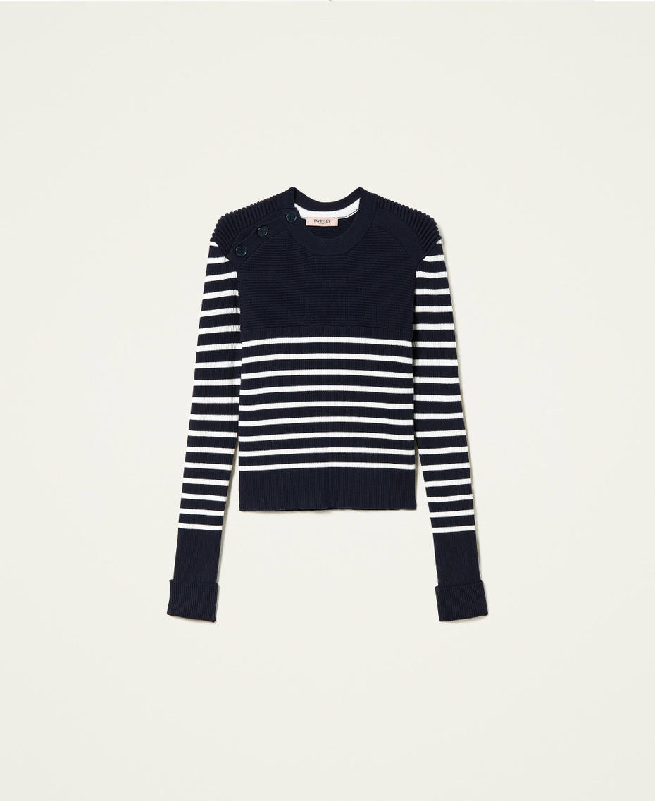 Maglia a righe con costine Bicolor Blu "Dress Blue" / Neve Donna 222TP3011_07247_S0