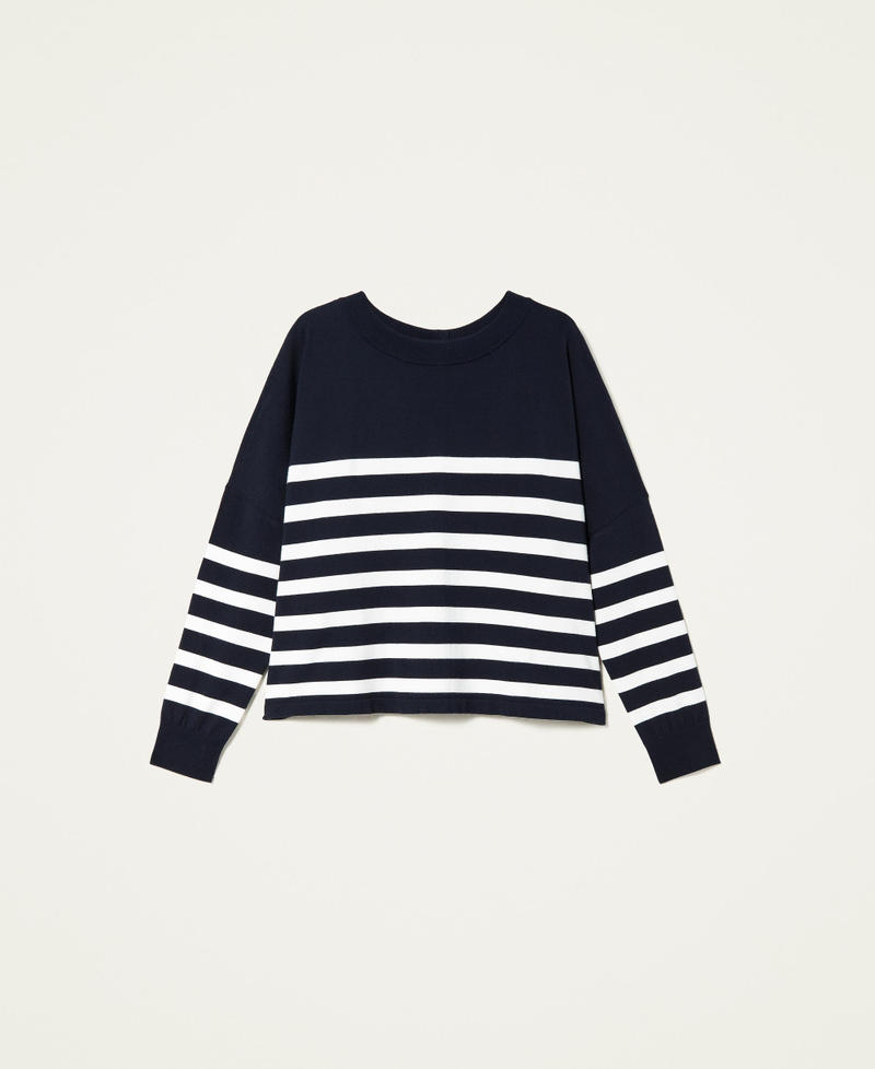 Striped jumper-cardigan Two-tone "Dress" Blue / Snow Woman 222TP3013-0S