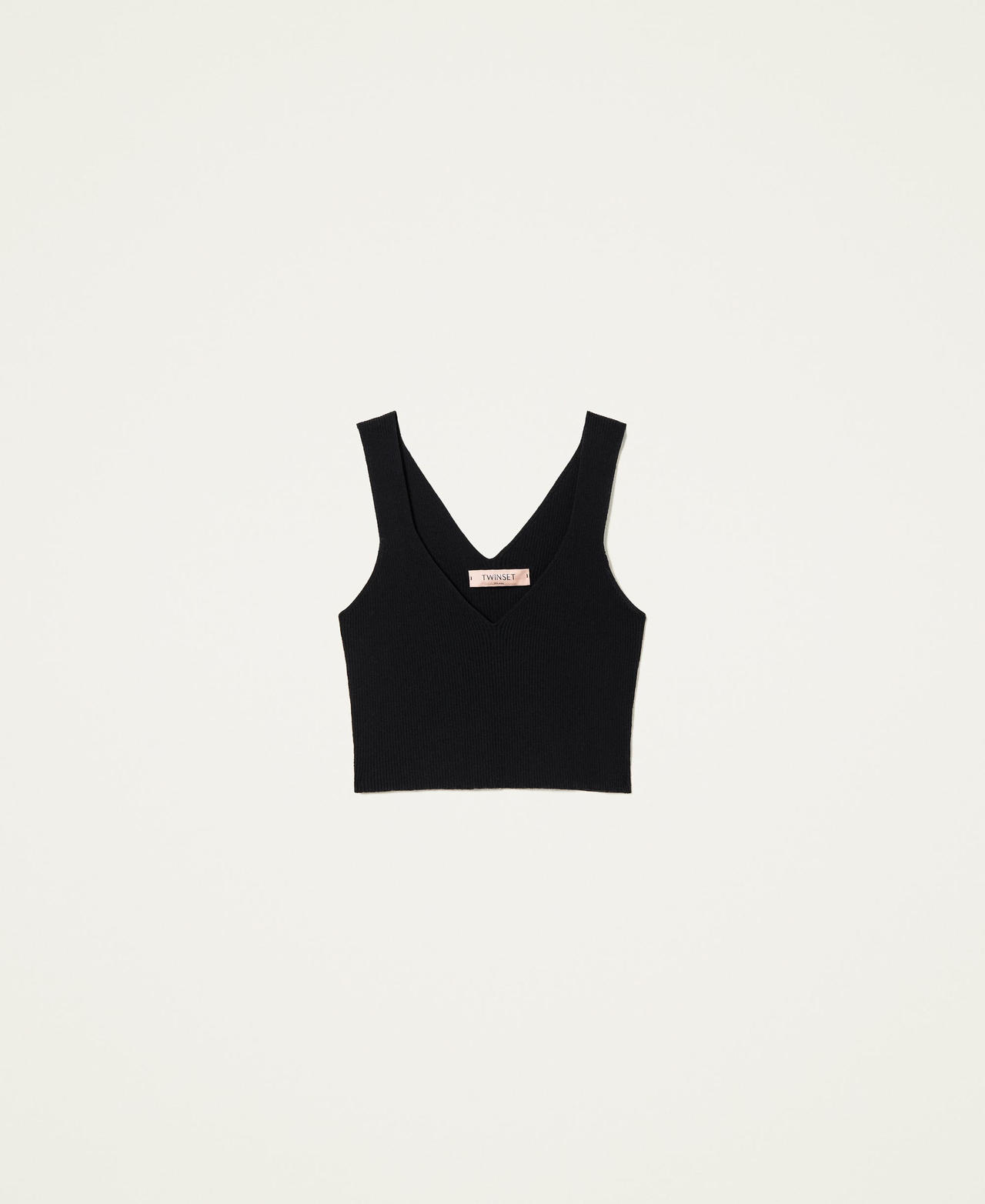Ribbed cropped top Black Woman 222TP301D-0S