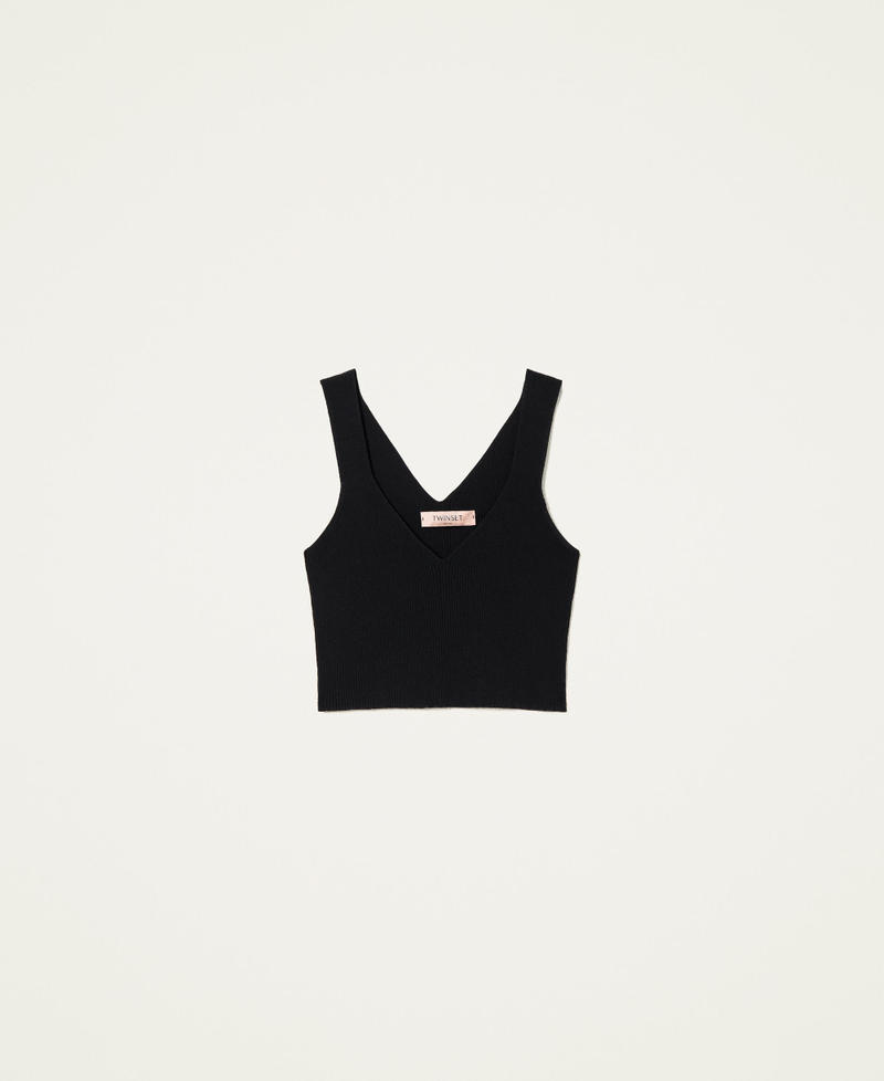 Ribbed cropped top Black Woman 222TP301D-0S