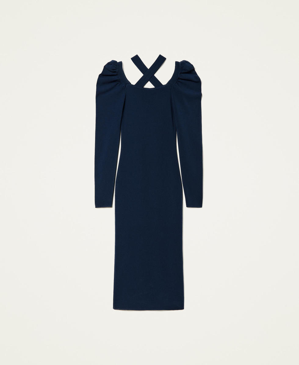 Fitted knit dress with chest straps