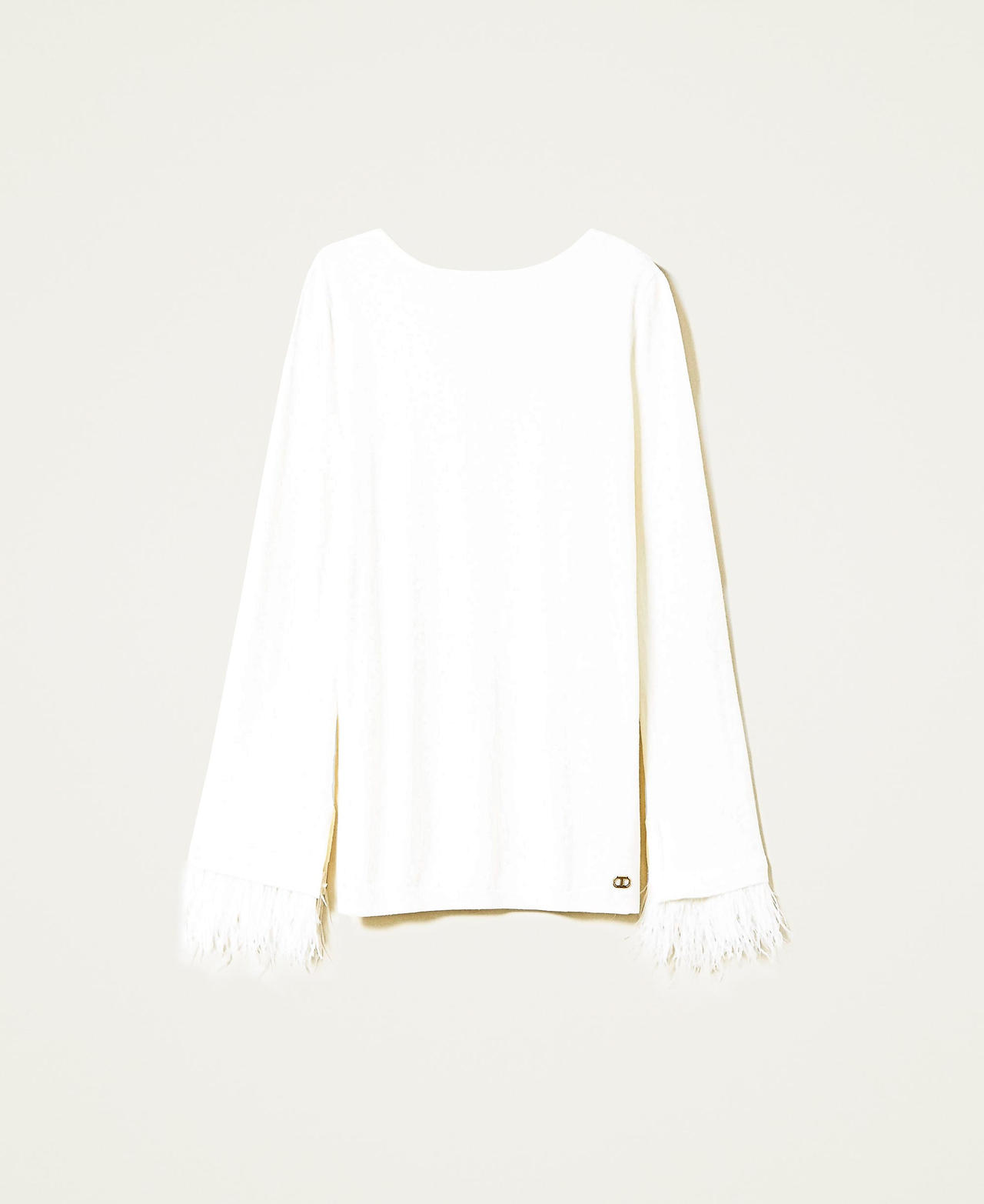 Dual-use jumper with feathers White Snow Woman 222TP3040_00282_0S