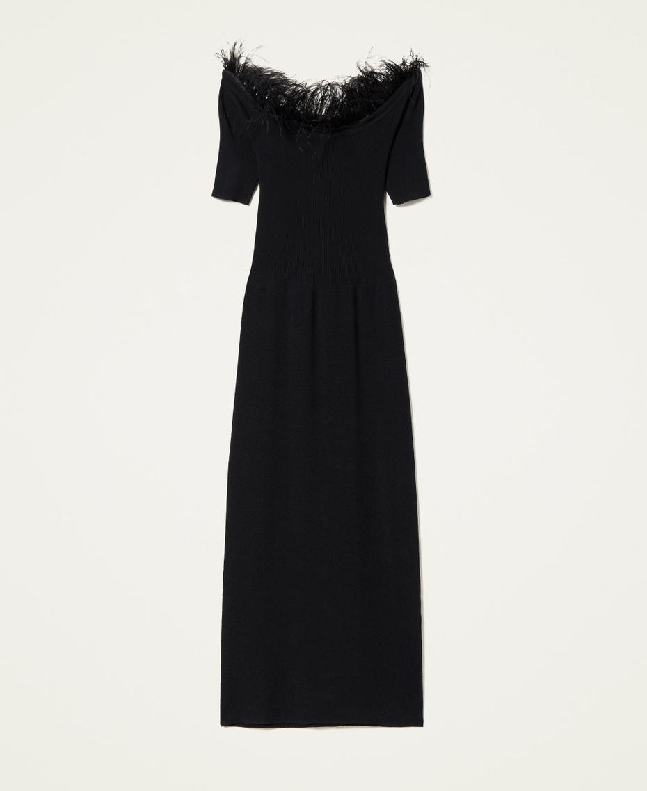 Midi knit dress with feathers