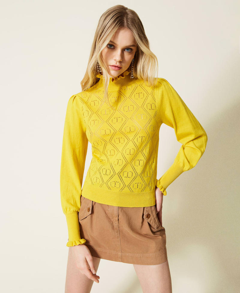 Turtleneck with openwork logo