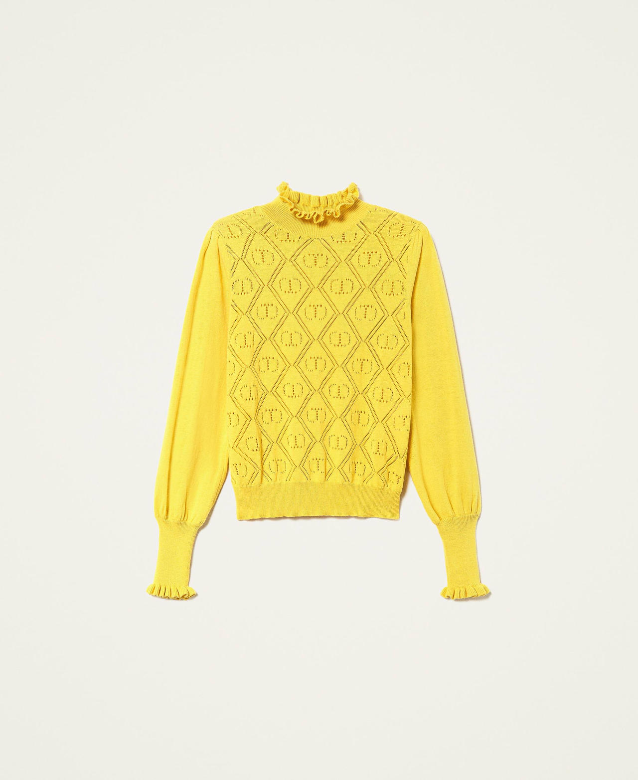 Jersey de cuello alto con logotipo calado