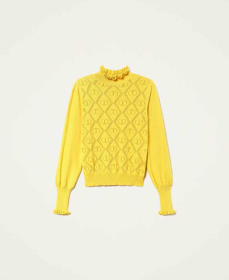 Turtleneck with openwork logo