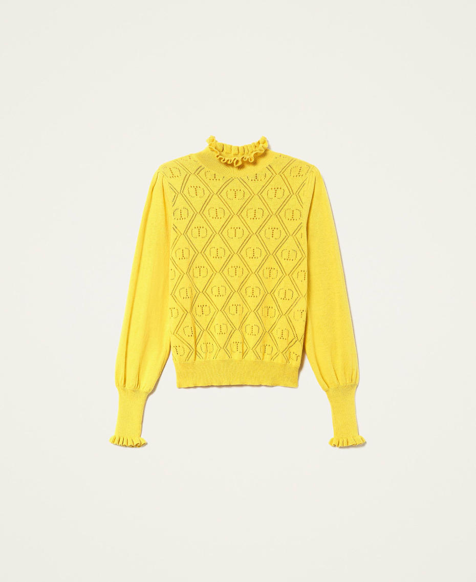 Turtleneck with openwork logo