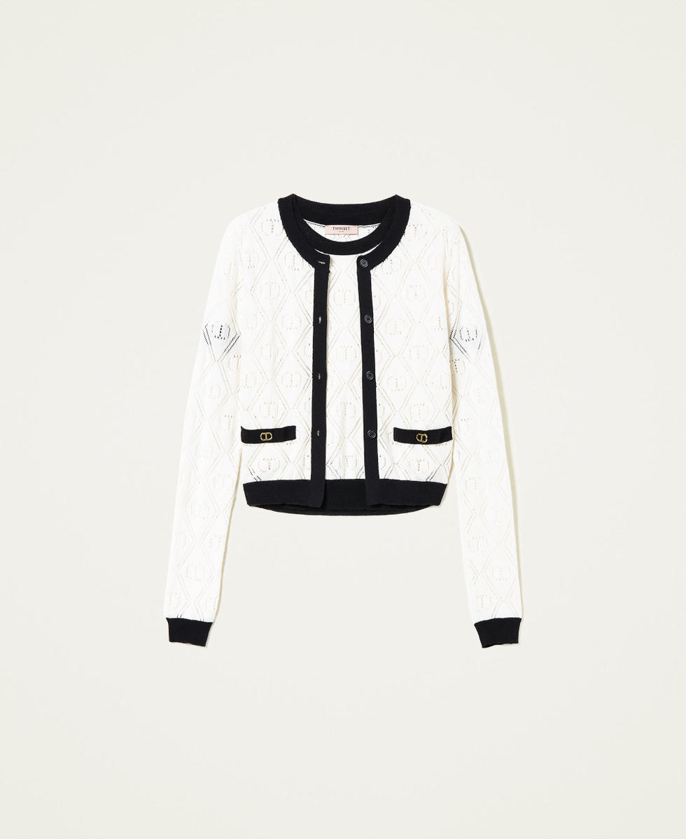 Cardigan and jumper with openwork logo Woman Patterned TWINSET Milano