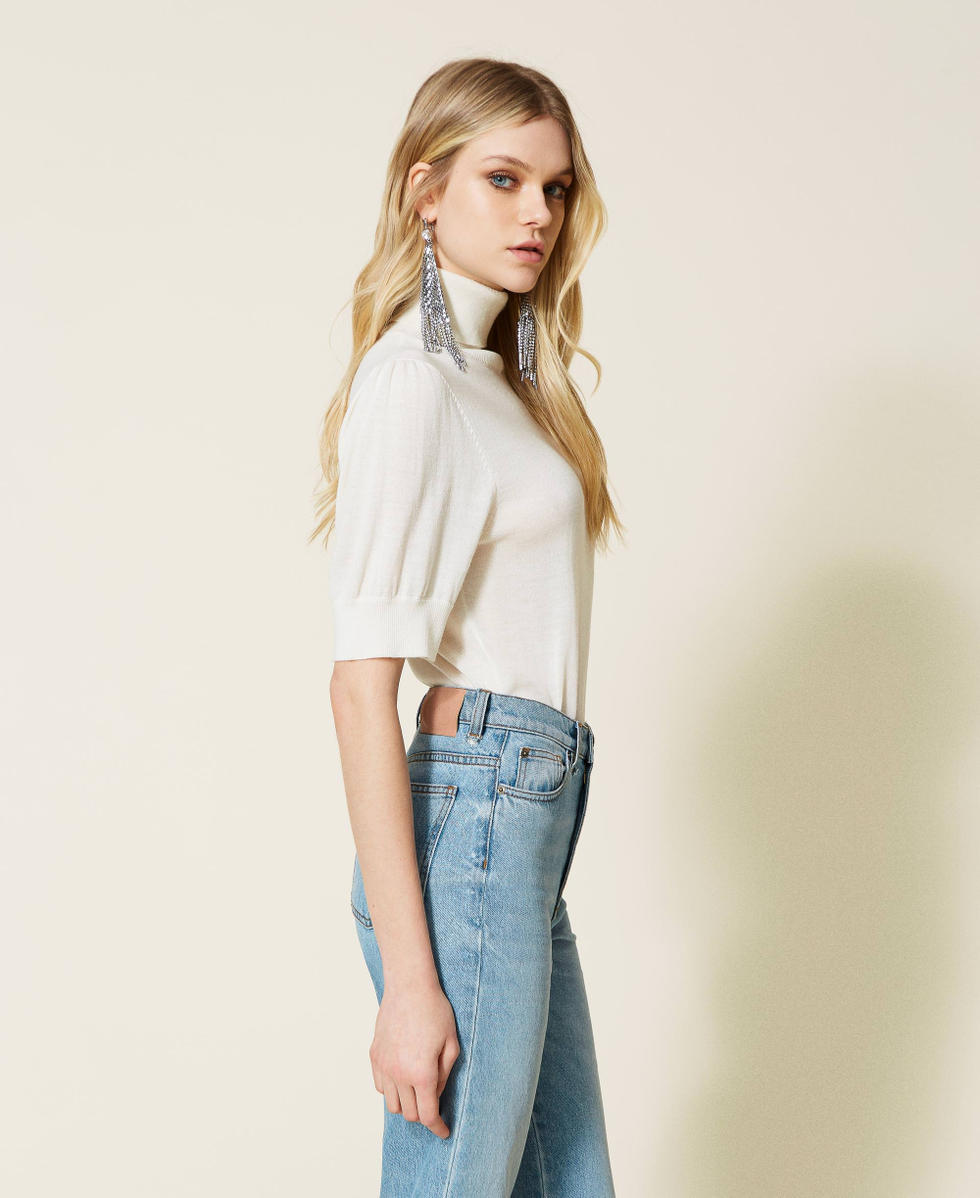 Maglia in misto lana con pizzo
