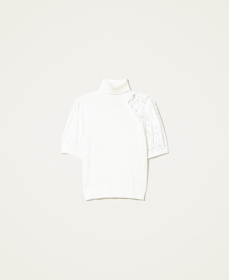 Wool blend jumper with lace