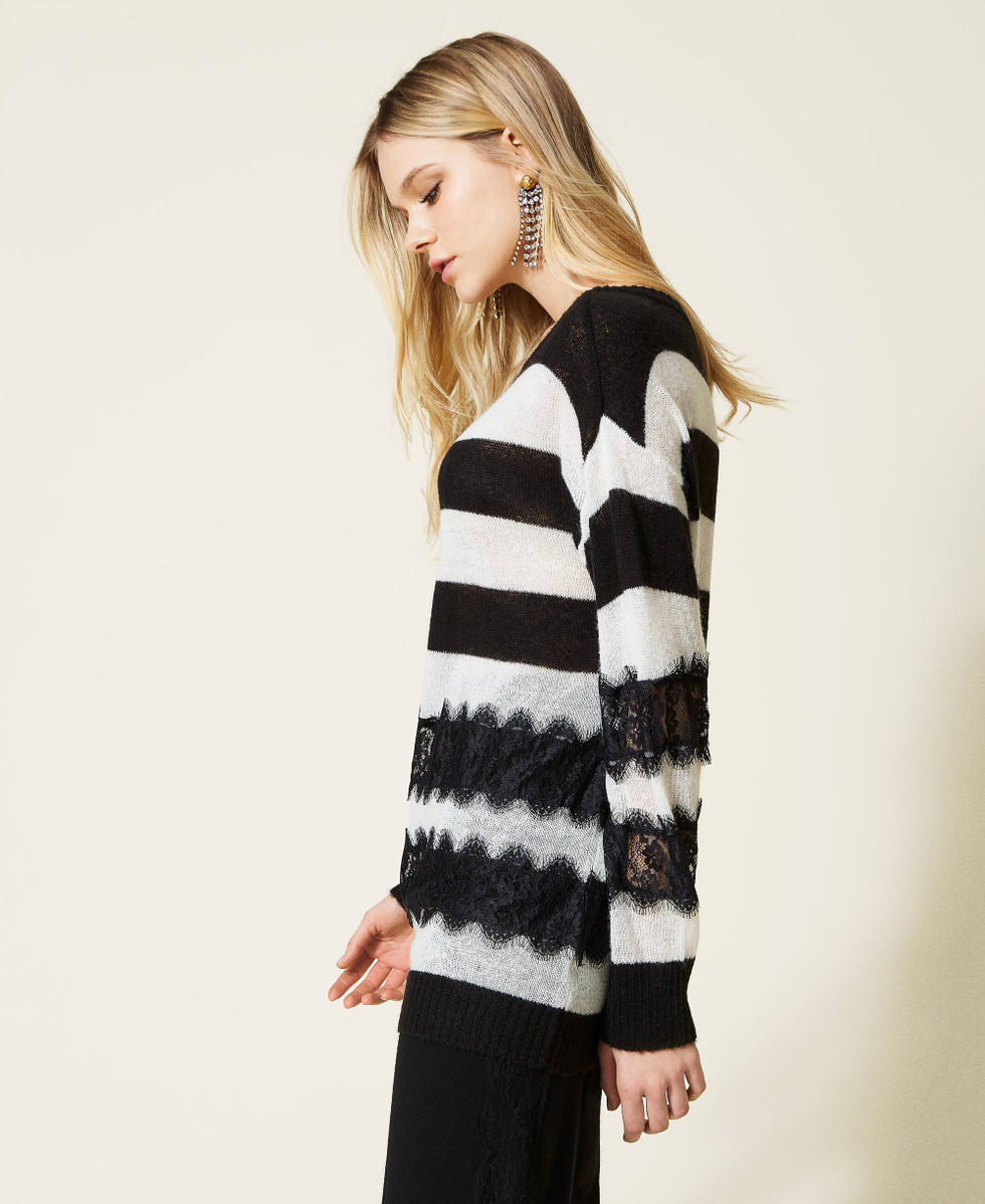 Striped maxi jumper with lace