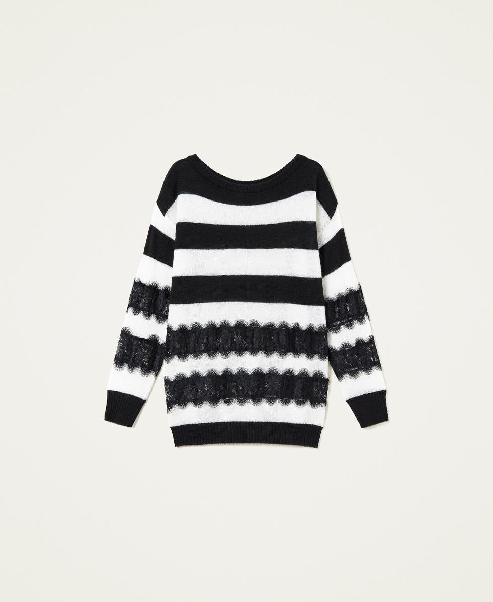Striped maxi jumper with lace