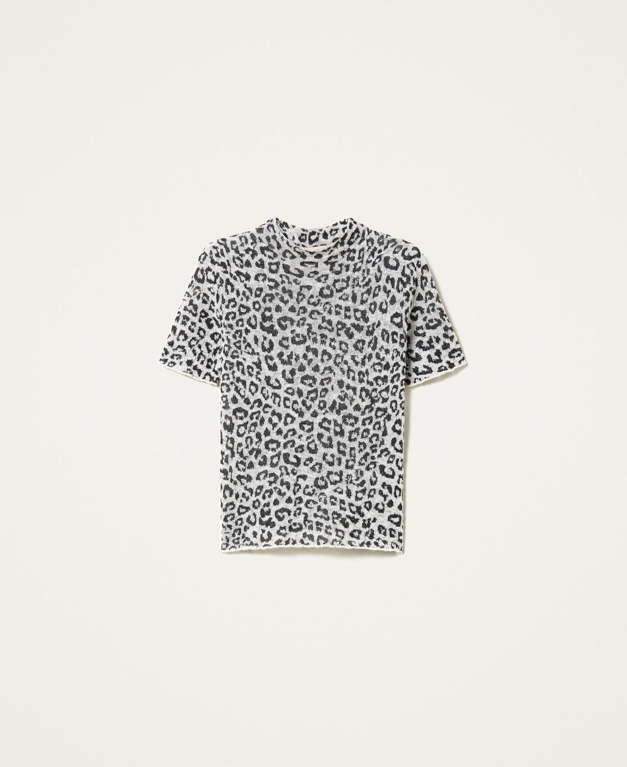 Animal print jacquard turtleneck