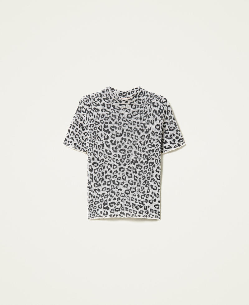 Animal print jacquard turtleneck