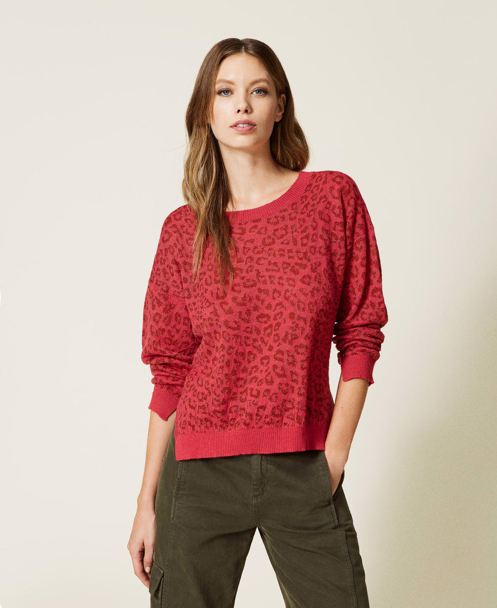 Animal print jacquard jumper