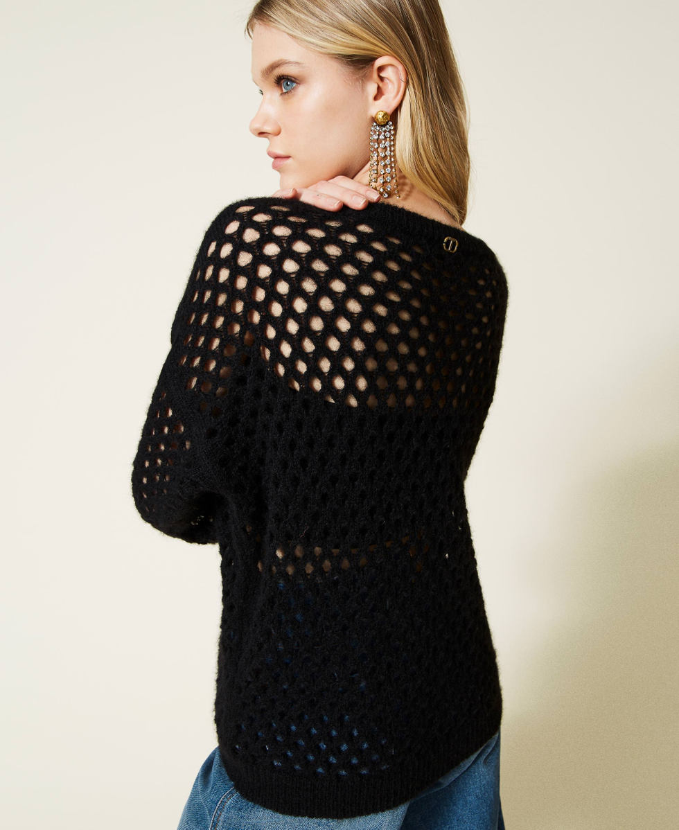 Maglia in misto mohair a rete Donna Nero TWINSET Milano