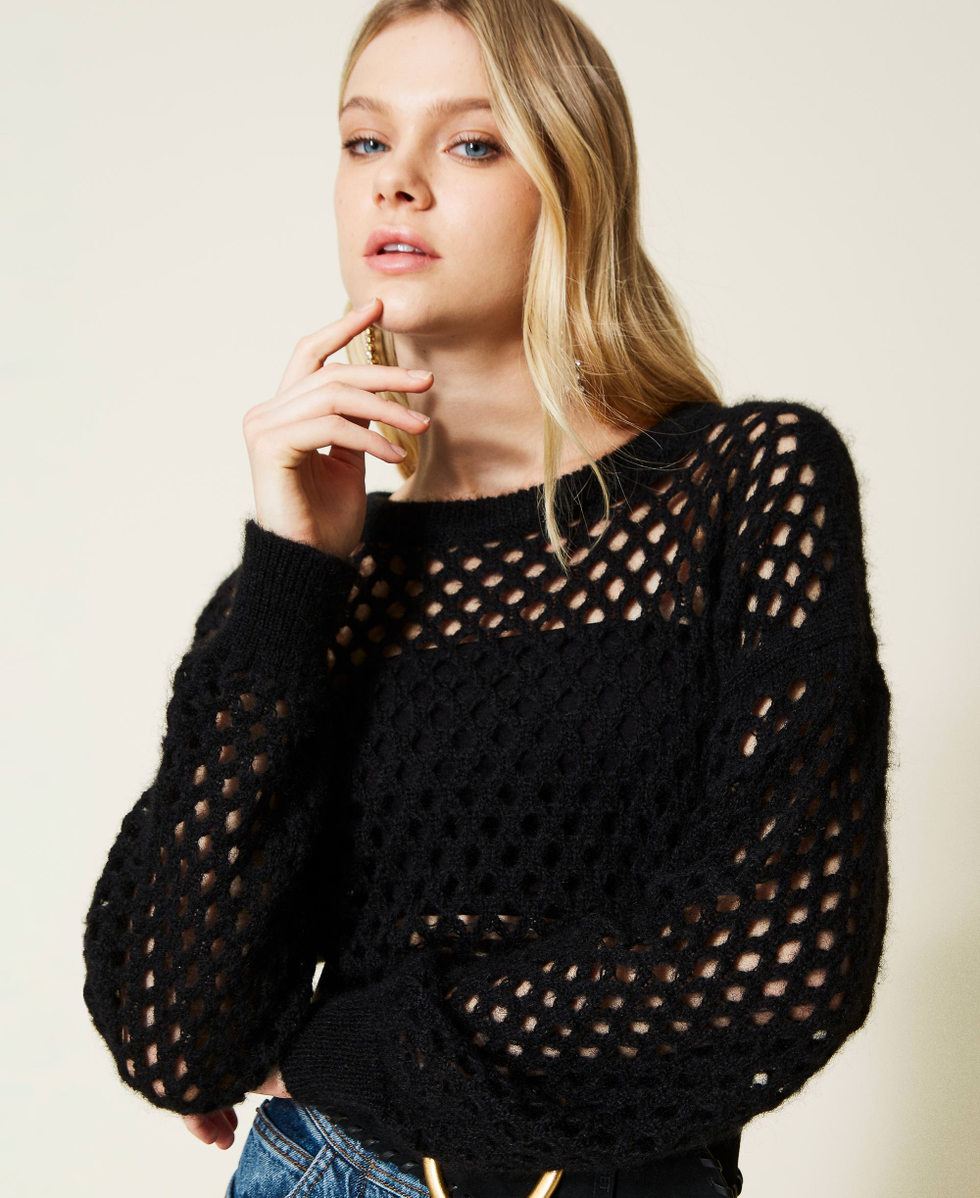 Maglia in misto mohair a rete Donna Nero TWINSET Milano