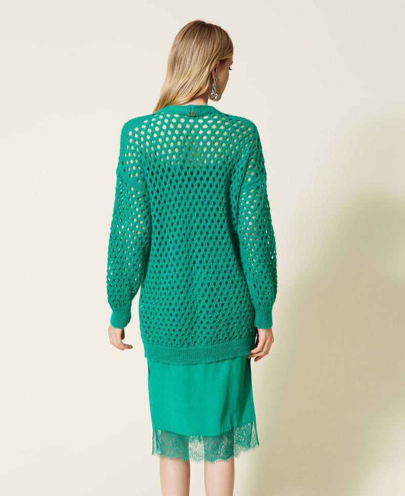 Mohair blend cardigans with mixed stitches "Peppermint” Green Woman 222TP3181_04226_04