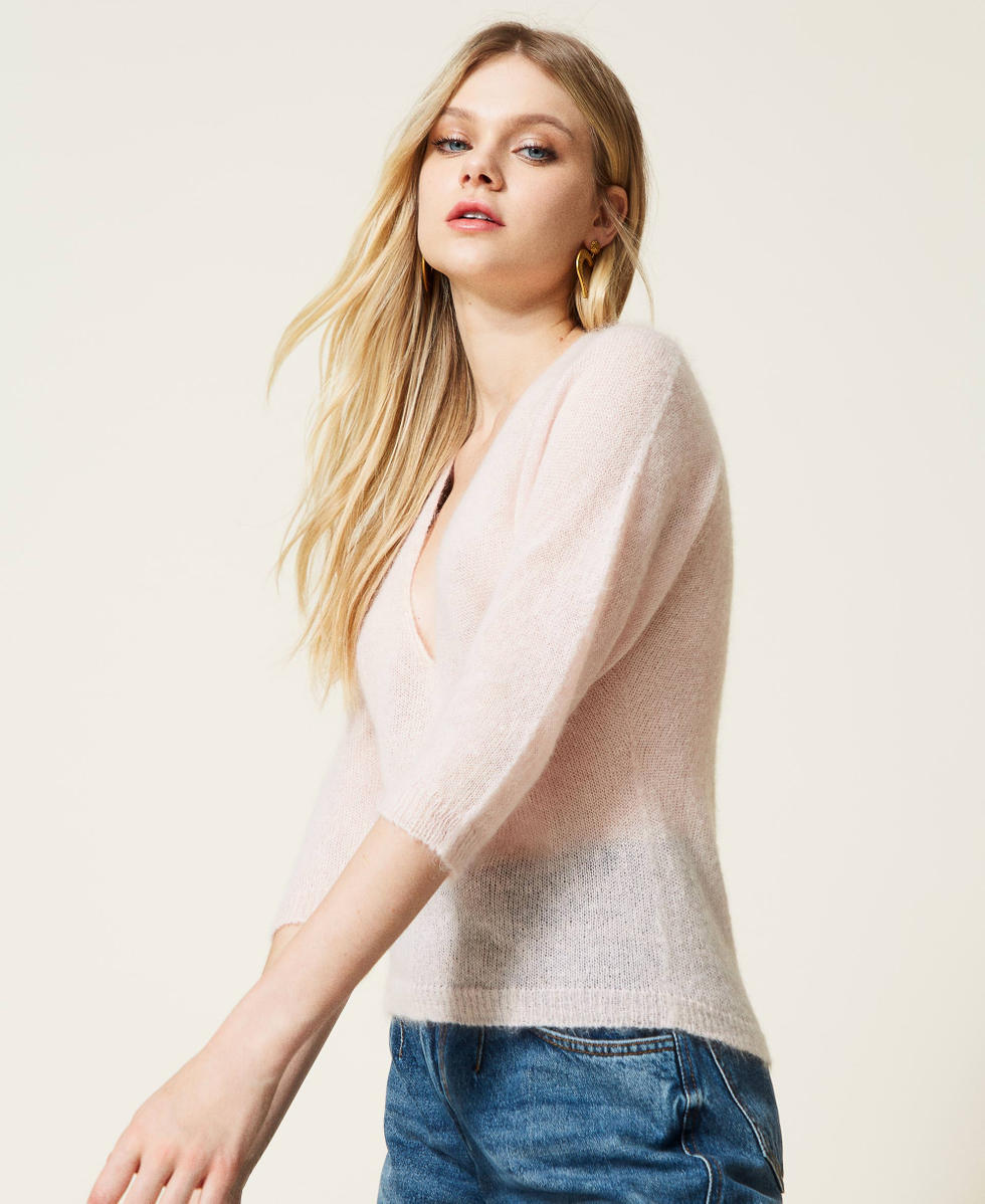 Pull sans coutures en mohair m&eacute;lang&eacute;