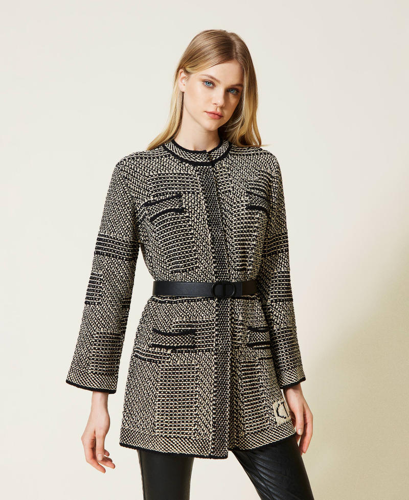 Manteau en maille jacquard avec lurex