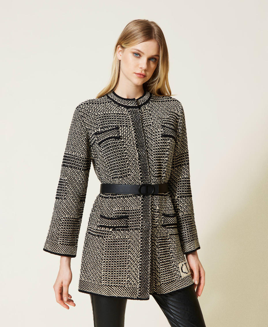 Manteau en maille jacquard avec lurex