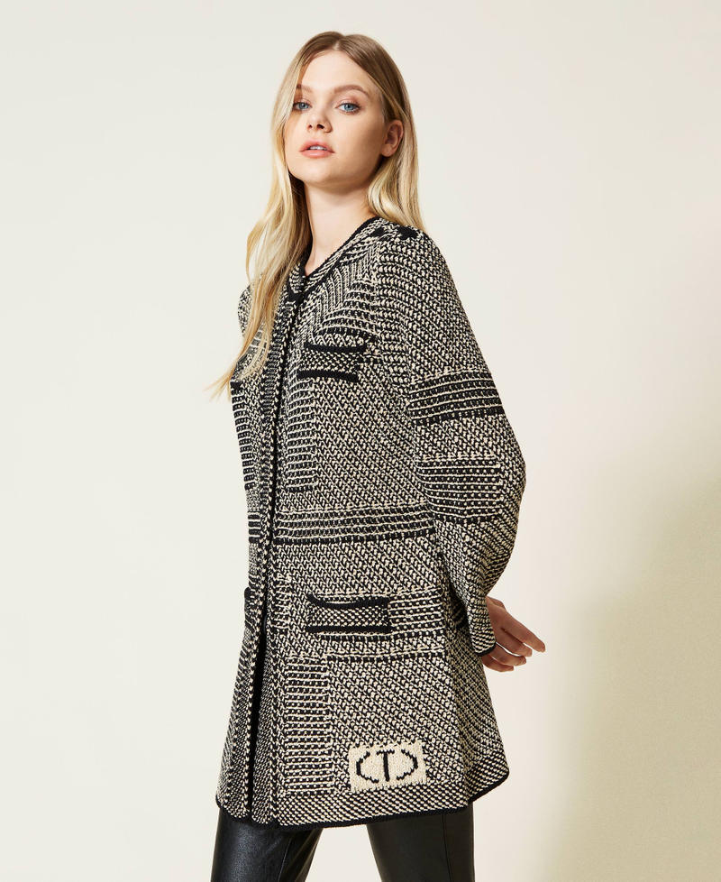 Manteau en maille jacquard avec lurex