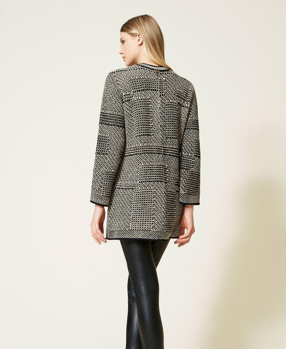 Manteau en maille jacquard avec lurex